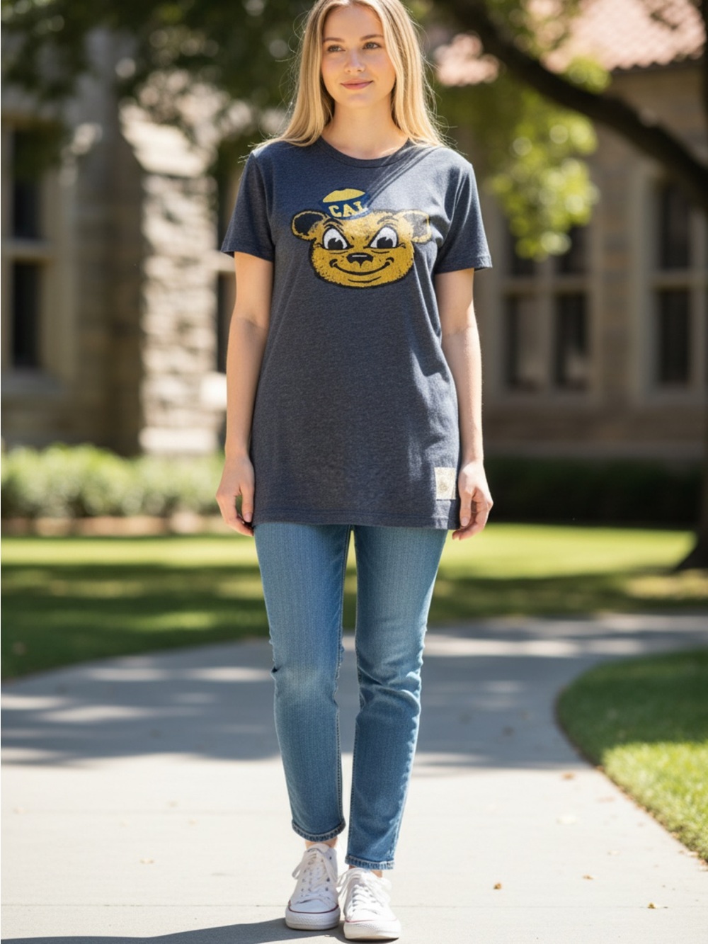 Original Retro Brand (CAL) Charcoal Short Sleeve Tee with Yellow Mascot